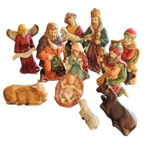 11 piece hand painted ceramic Nativity Scene Christmas Jesus